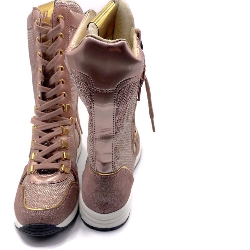 Naturino Pink Glittered Tall High Top Sneakers